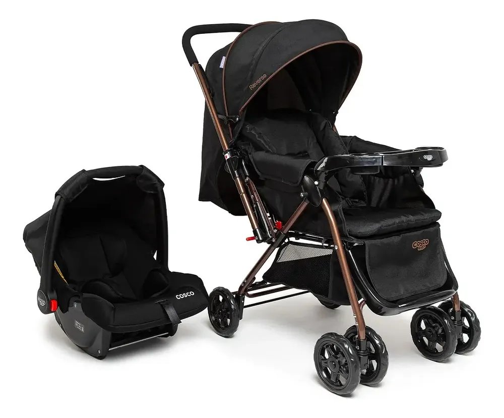 Travel System Cosco Kids, Reverse Duo, 0 a 15kg, Preto Bronze
