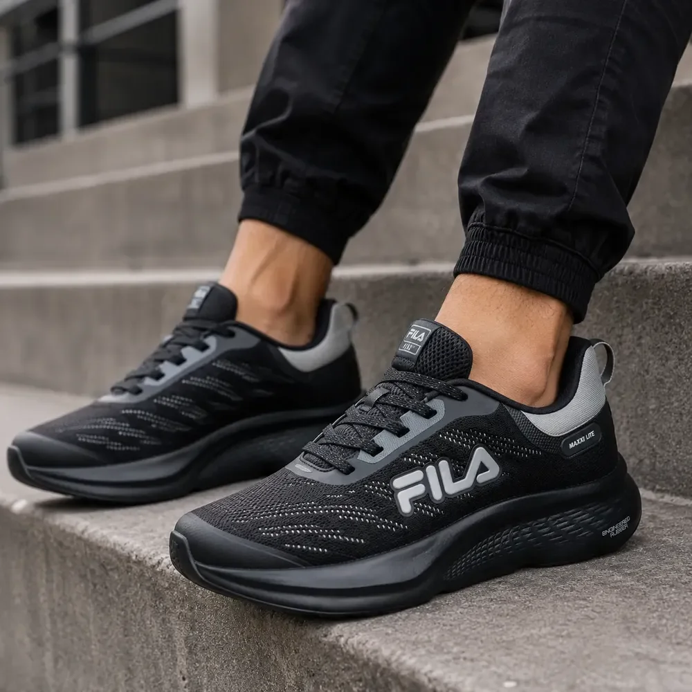 Tênis Fila Maxxi Lite Masculino Esportivo Corrida Treino Preto Grafite Cinza 37 Br