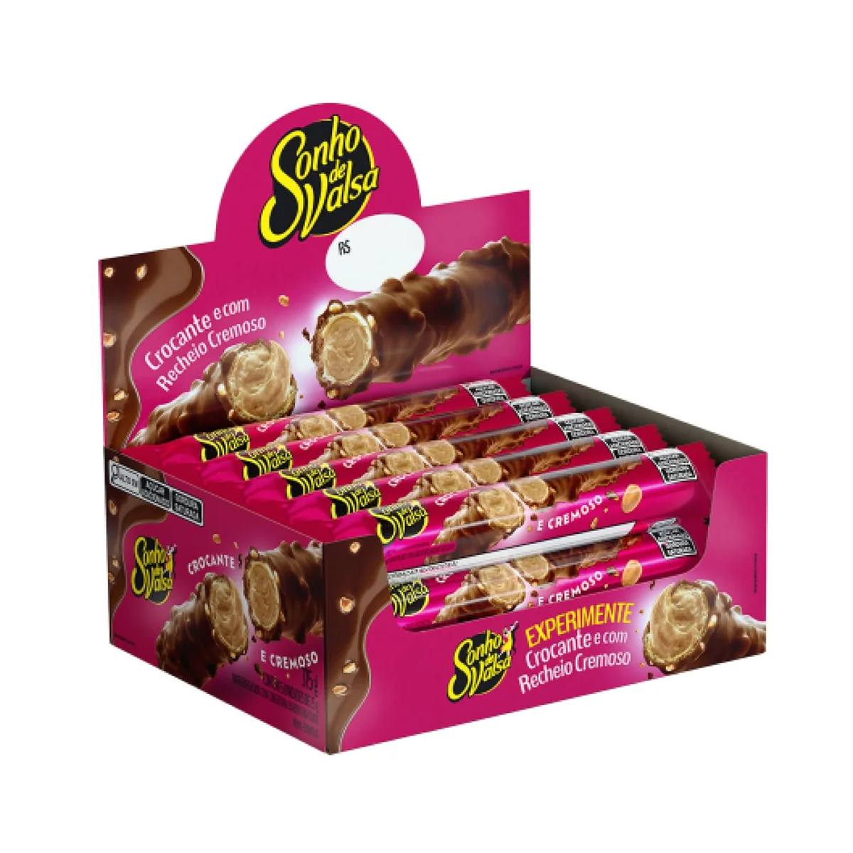 Stick Wafer Recheado Sonho de Valsa Sabor Chocolate - Display com 15 unidades de 25g