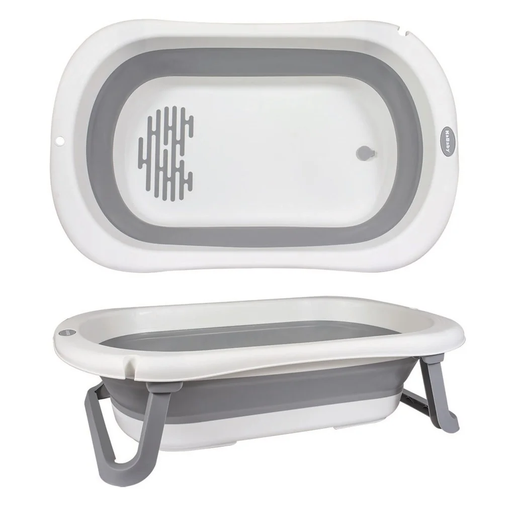 Super Banheira Infantil Dobrável 35L Antiderrapante KaBaby - Cinza
