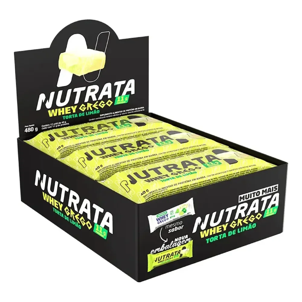 Barra Whey Grego 40g Display Com 12 Unidades Torta De Limão Nutrata