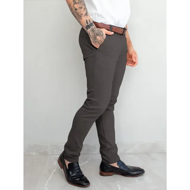 Calça Alfaiataria Masculina Sarja Social Slim Sport Fino