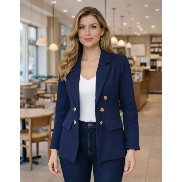 Blazer Feminino Alfaiataria Terninho Social Com Botões