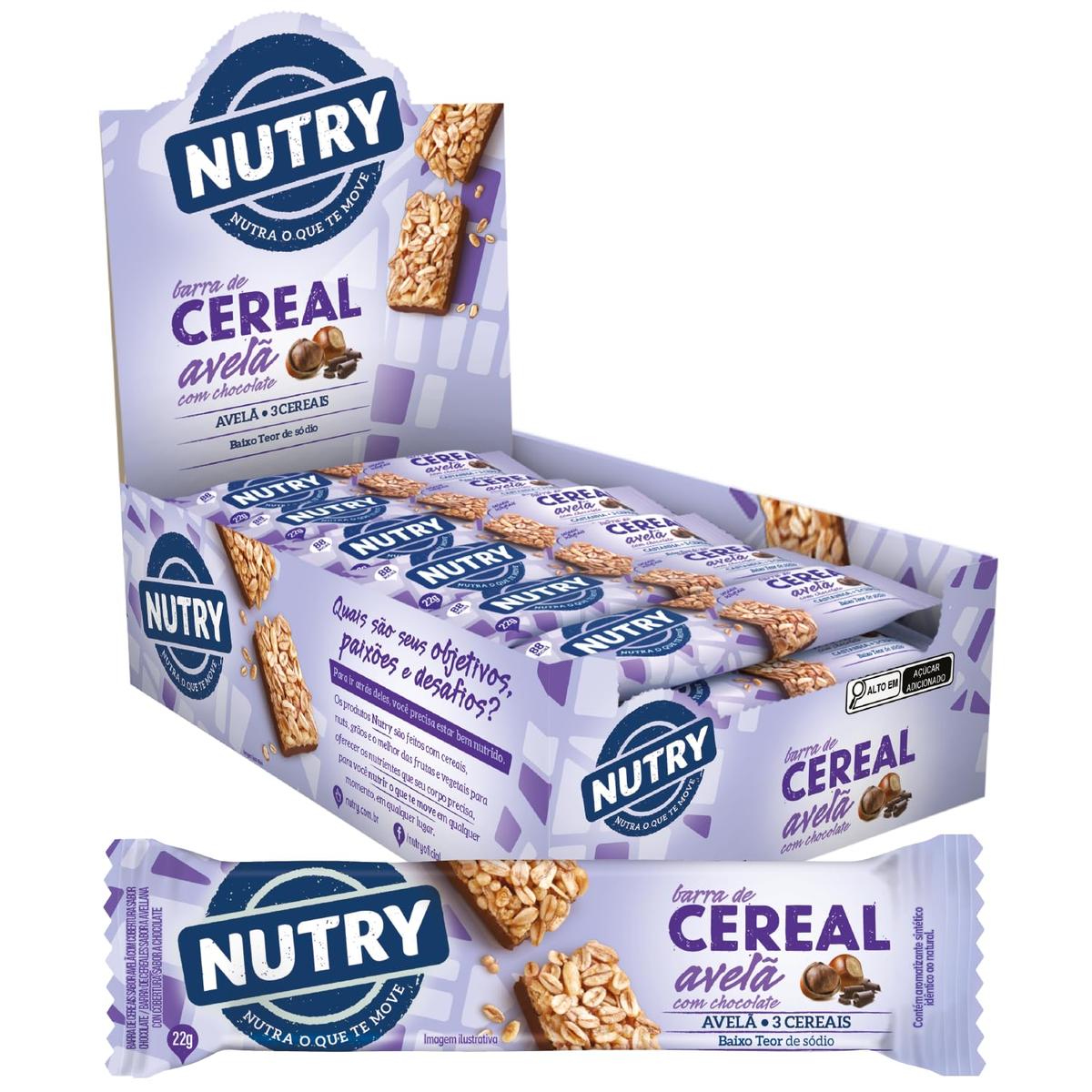 Nutry Barra de Cereais Avelã com Chocolate 22g - Display