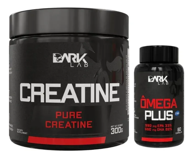 Creatina 300g 100% Pura Sem Sabor + Omega Plus 60 Caps Dark Lab