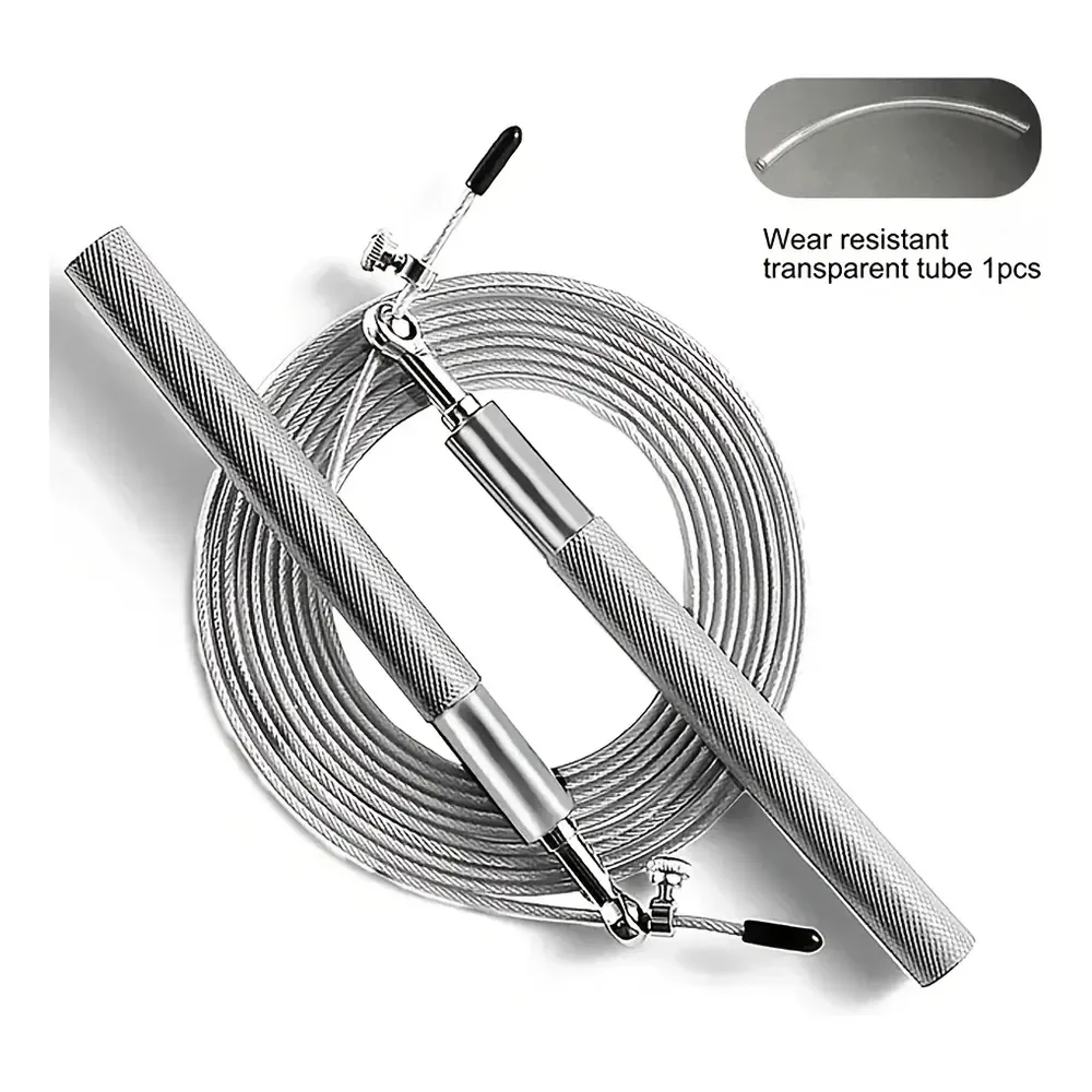 Corda De Pular Crossfit Speed Rope Rolamento 3m Cabo De Aço Cor Prateado