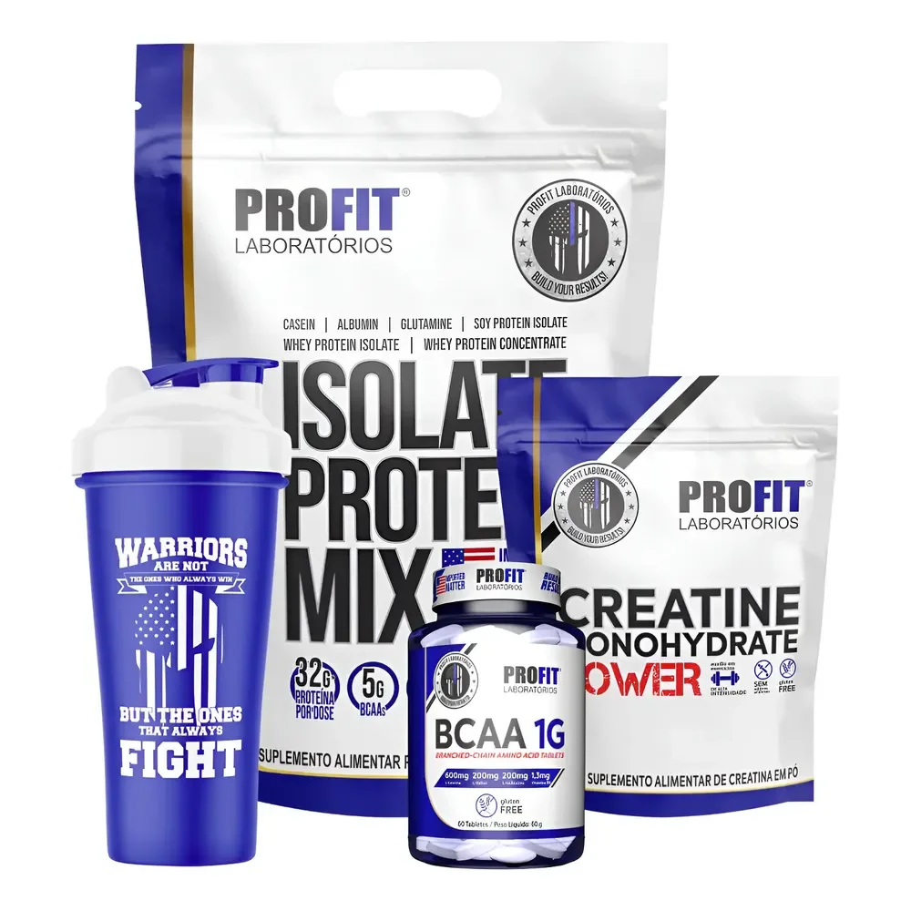 Kit Whey Isolate Protein Mix Creatina Power Bcaa 1g Profit Baunilha 1.8kg | Bcaa 60 Tabs | Creatina 300g