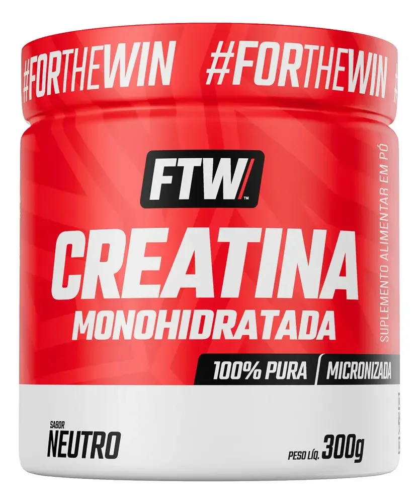 Creatina Monohidratada Pura 300g Pote Suplemento em Pó 100% - FTW