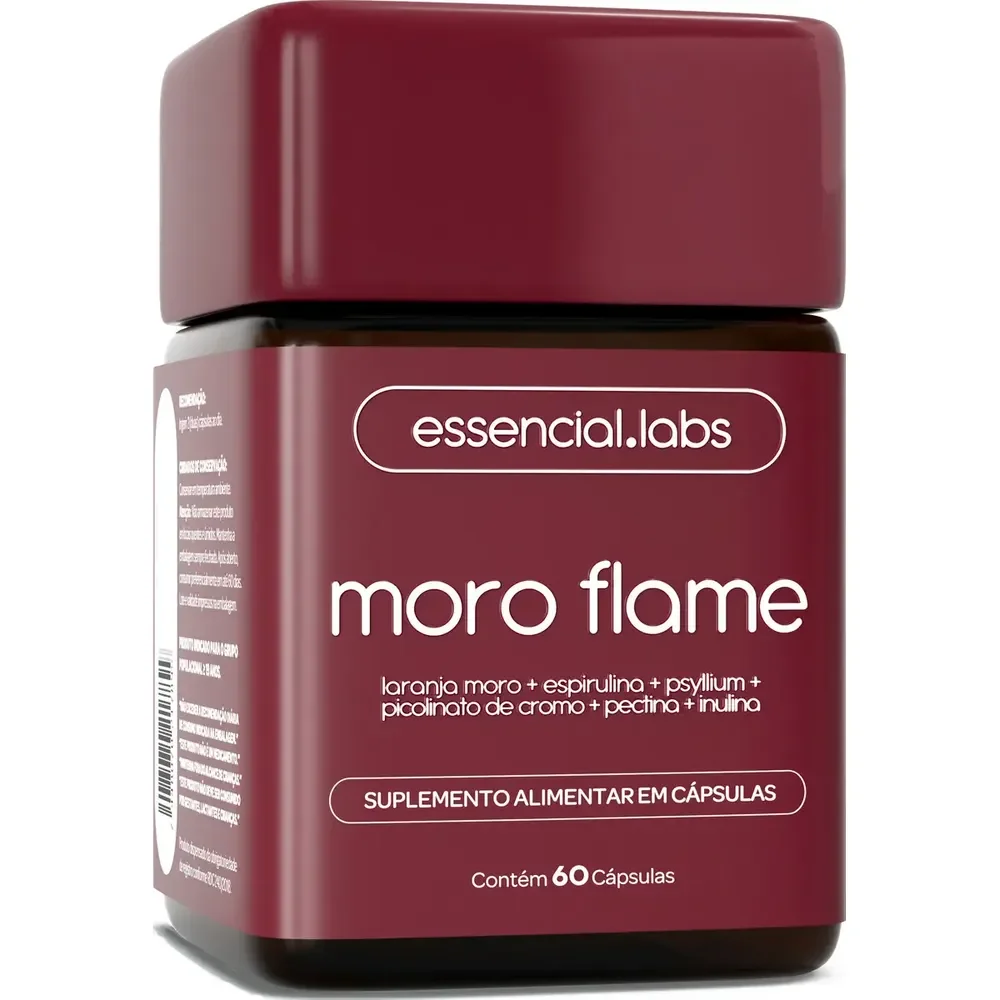 Moro Flame - Fórmula Avançada Contendo Morosil + Spirulina + Picolinato De Cromo + Psyllium + Inulina + Pectina Cítrica - 60 Cápsulas Sem Sabor