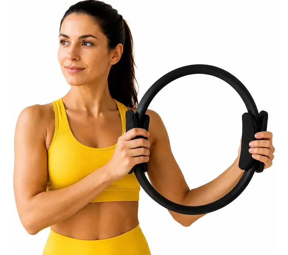 Anel de Pilates Círculo Mágico para Exercícios Pernas e Abdômen Katatop Preto