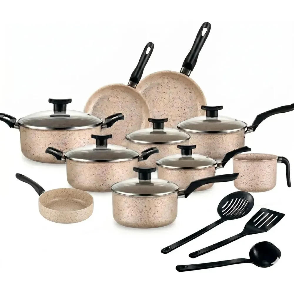Jogo De Panelas 13 Peças Antiaderente Kit Cozinha Completa Marfim Bianco Vanilla Marfim Bianco Vanilla