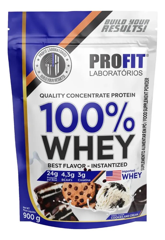 Whey protein Profit 100% Quality Concentrate em pó sabor Cookies and cream x 900g