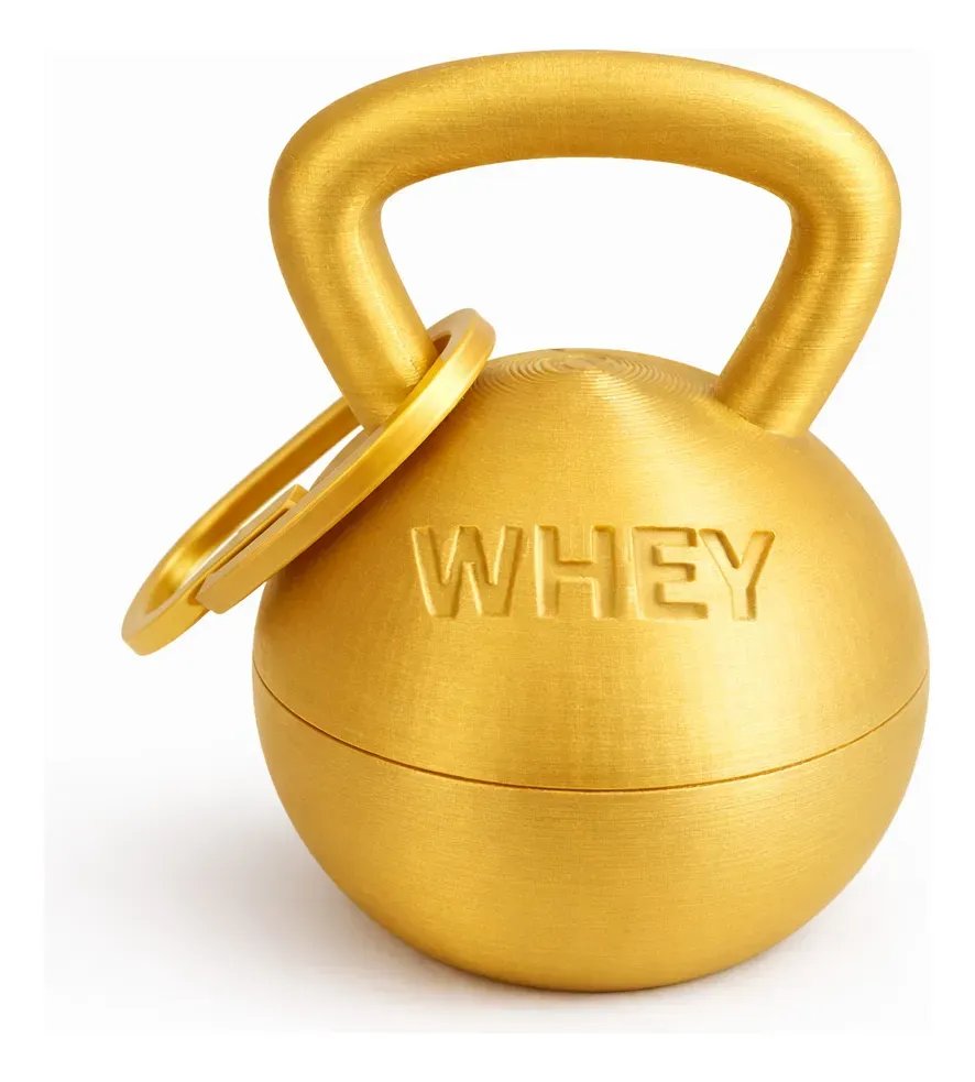 Porta Whey Creatina Pote Porta Suplementos Whey Creatina Dourado