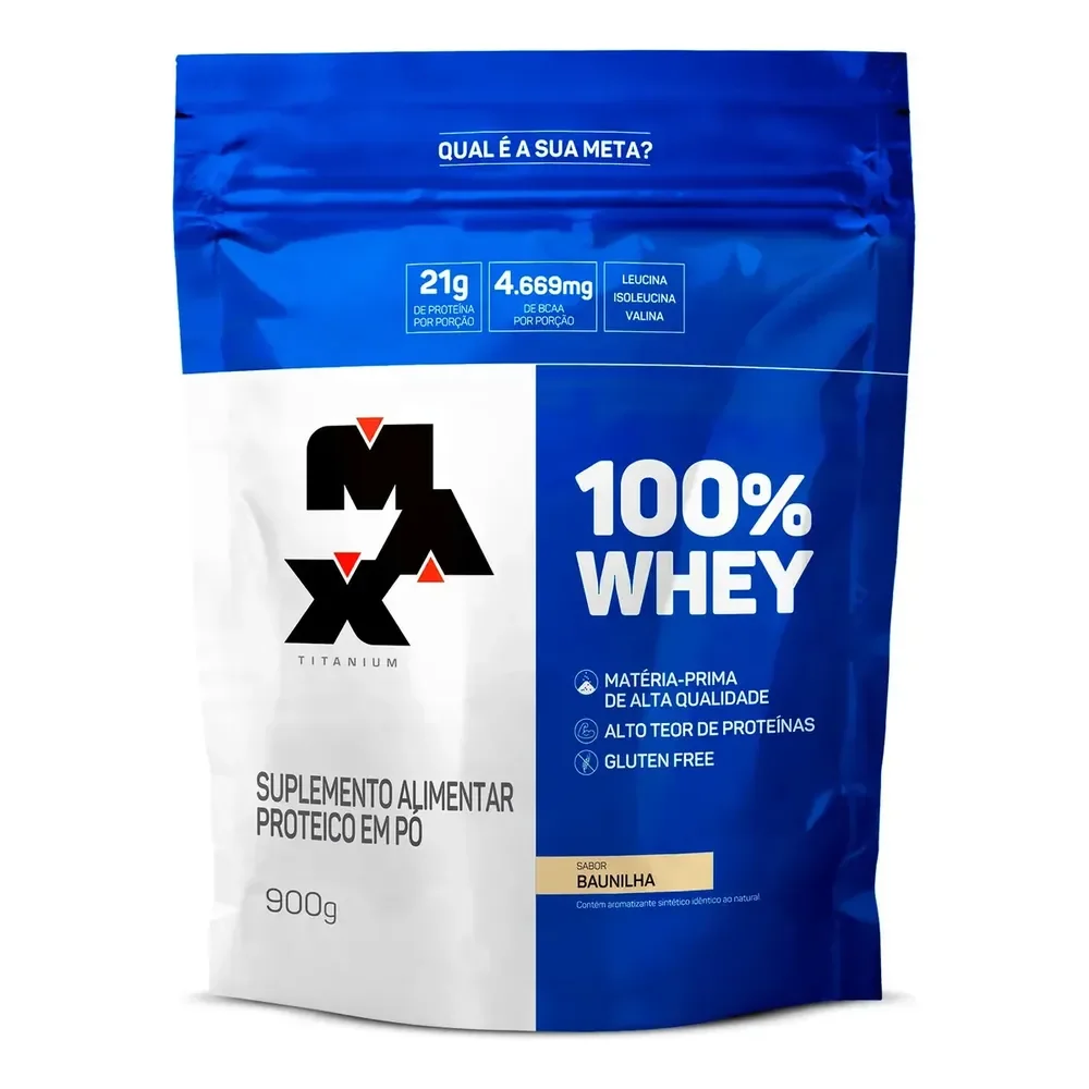 Whey Protein 900g 100% Whey Refil Max Titanium Cookies And Cream Whey Concentrado Baunilha