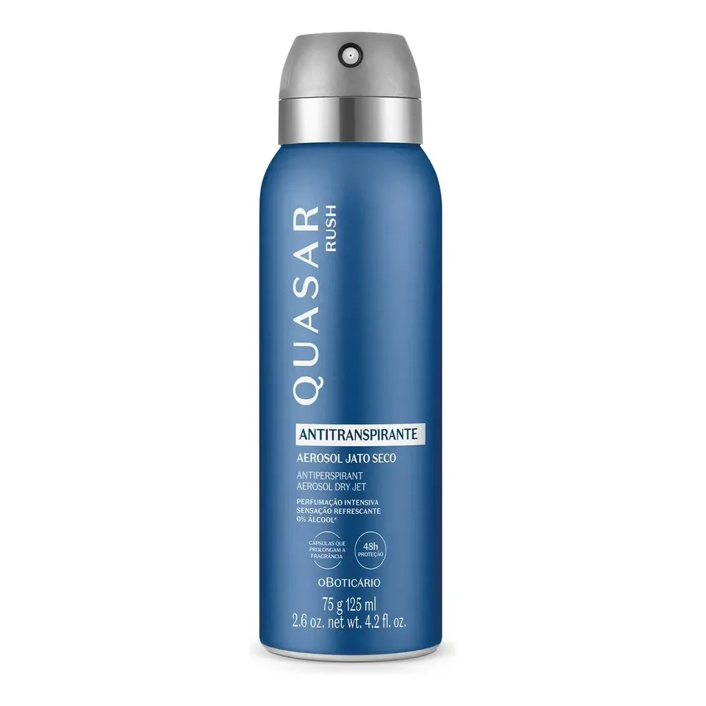 Desodorante Antitranspirante Aerossol Quasar Rush 75g 48h Proteção