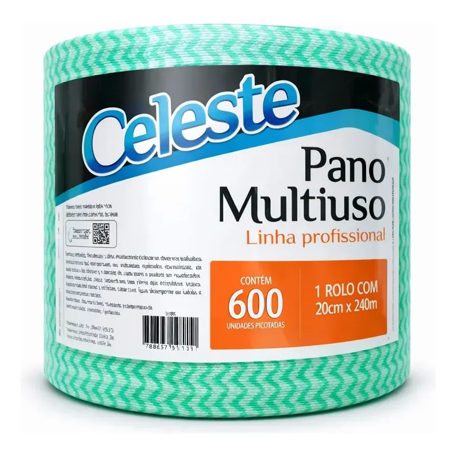 Pano Multiuso Celeste Bobina 600 Unid 20x40cm Verde Perflex Verde-claro