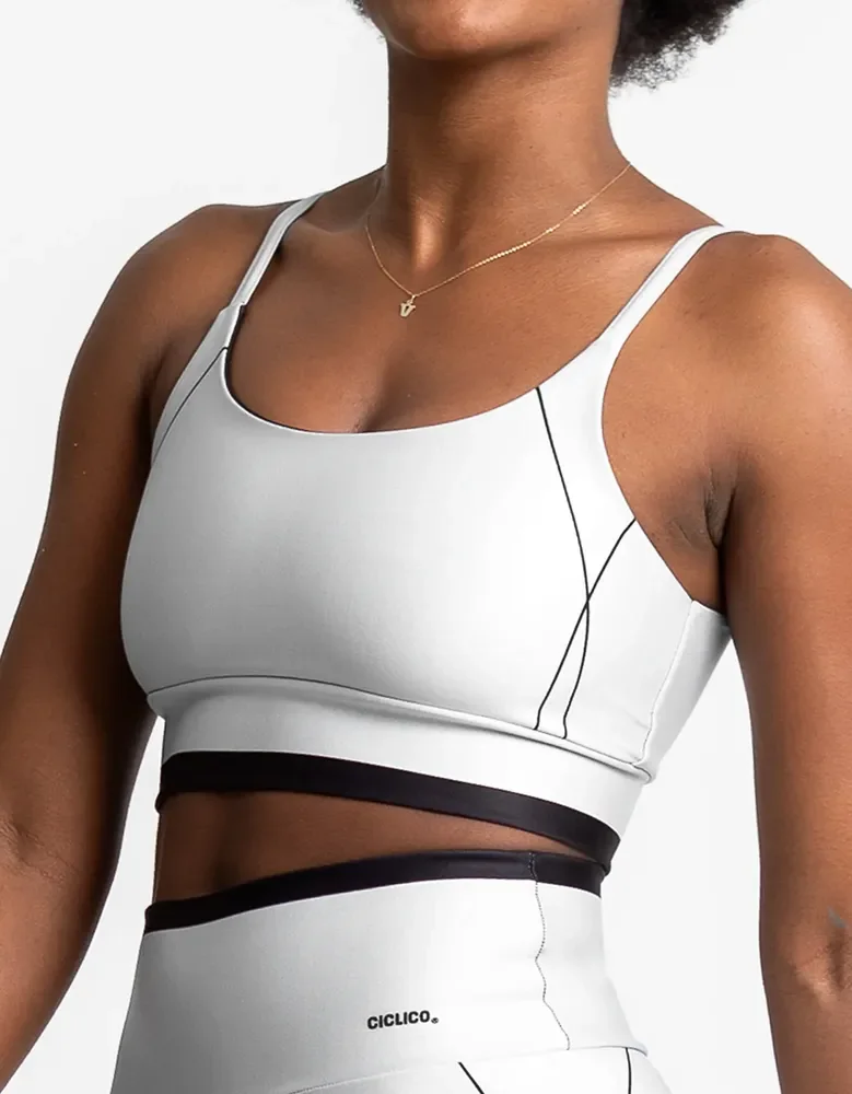 Top Alcinha Academia Feminino Fitness Alta Sustentação Cinza Liso M