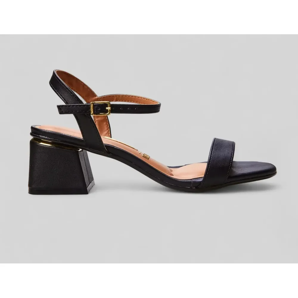 Sandália Feminina Salto Geométrico Baixo Vizzano 15745 - Preto 01 Geométrico 36