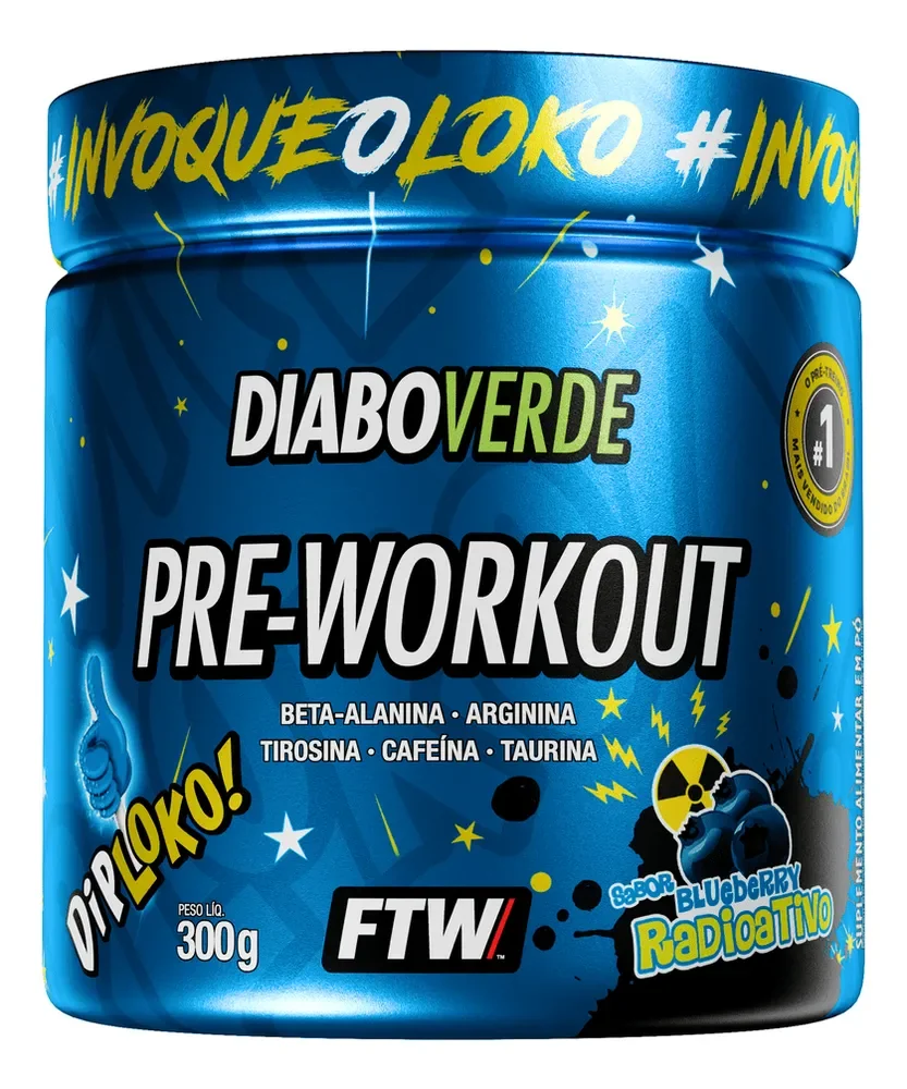 Suplemento Em Pó Pre Treino Dip Loko! Ftw - Diabo Verde Blueberry Radioativo