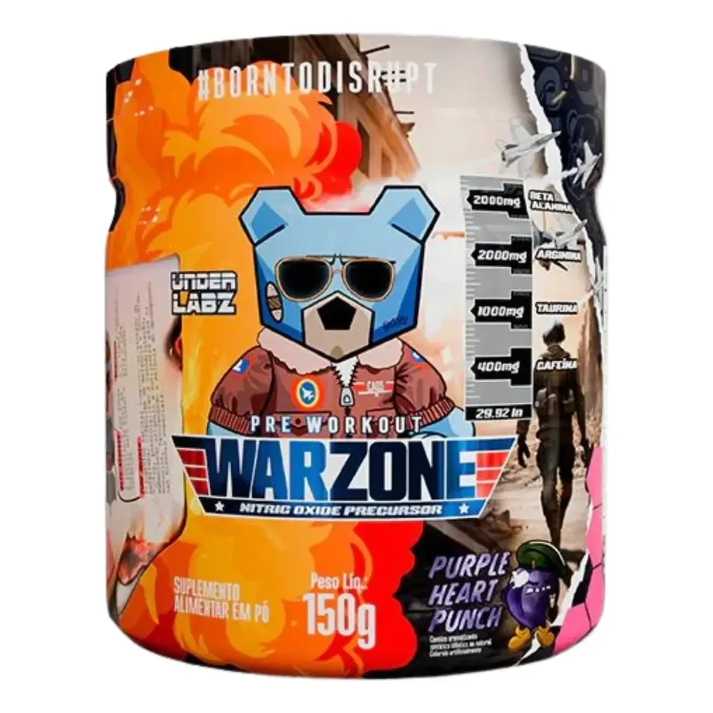 Pré Treino Warzone 150g Under Labz Beta Alanina Cafeína Sabor Purple Heart Puch Purple Heart Punch
