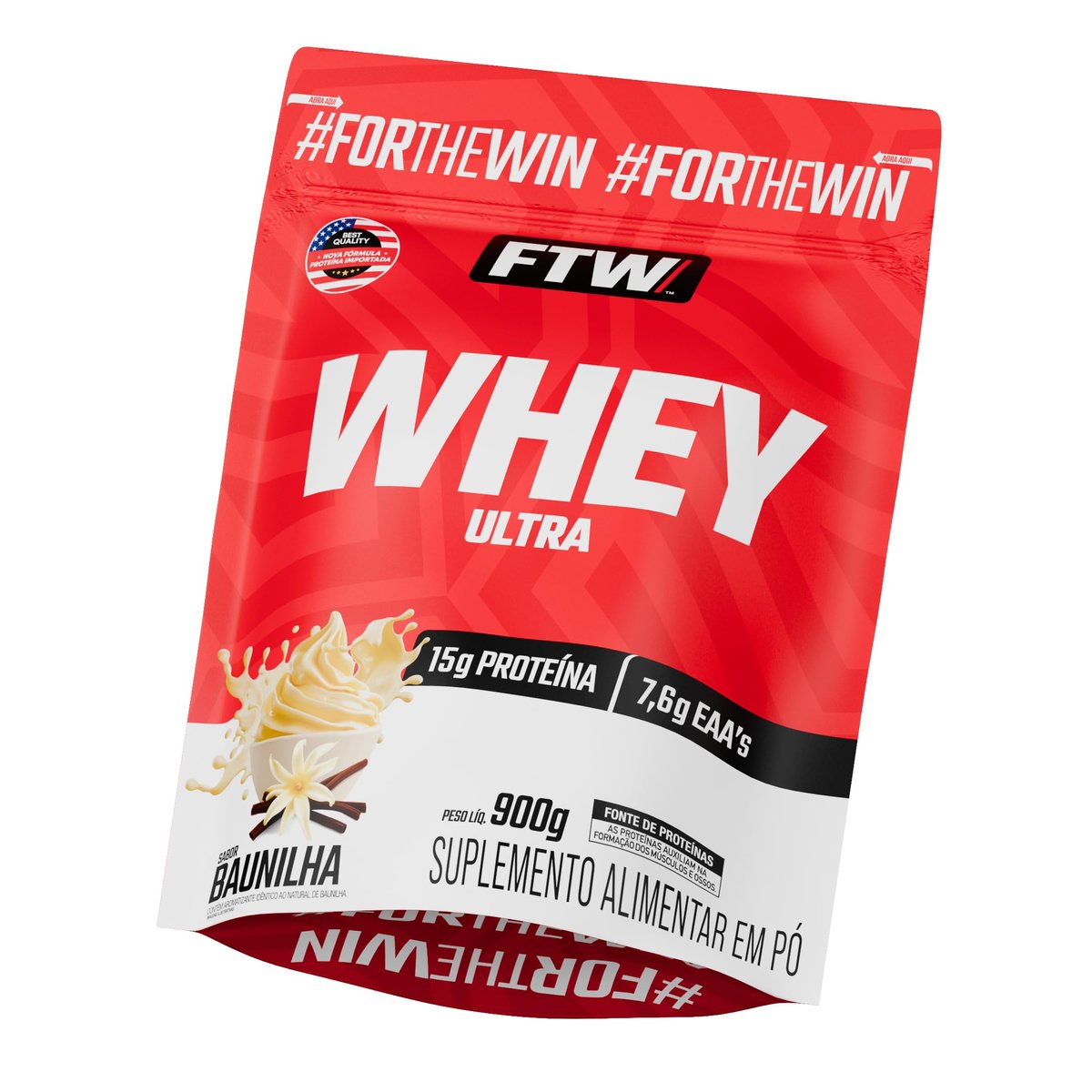 Whey Protein Ultra FTW – Refil 900g Sabor Baunilha Proteína Concentrada WPC, Suplemento Alimentar em Pó, Rico em Aminoácidos Essenciais
