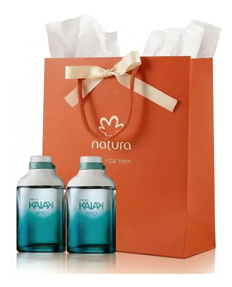 Kit Presente Kaiak Aero: 2 Unidades Deo Colônia 100ml + Sacola De Presente Com Laço Tam. M
