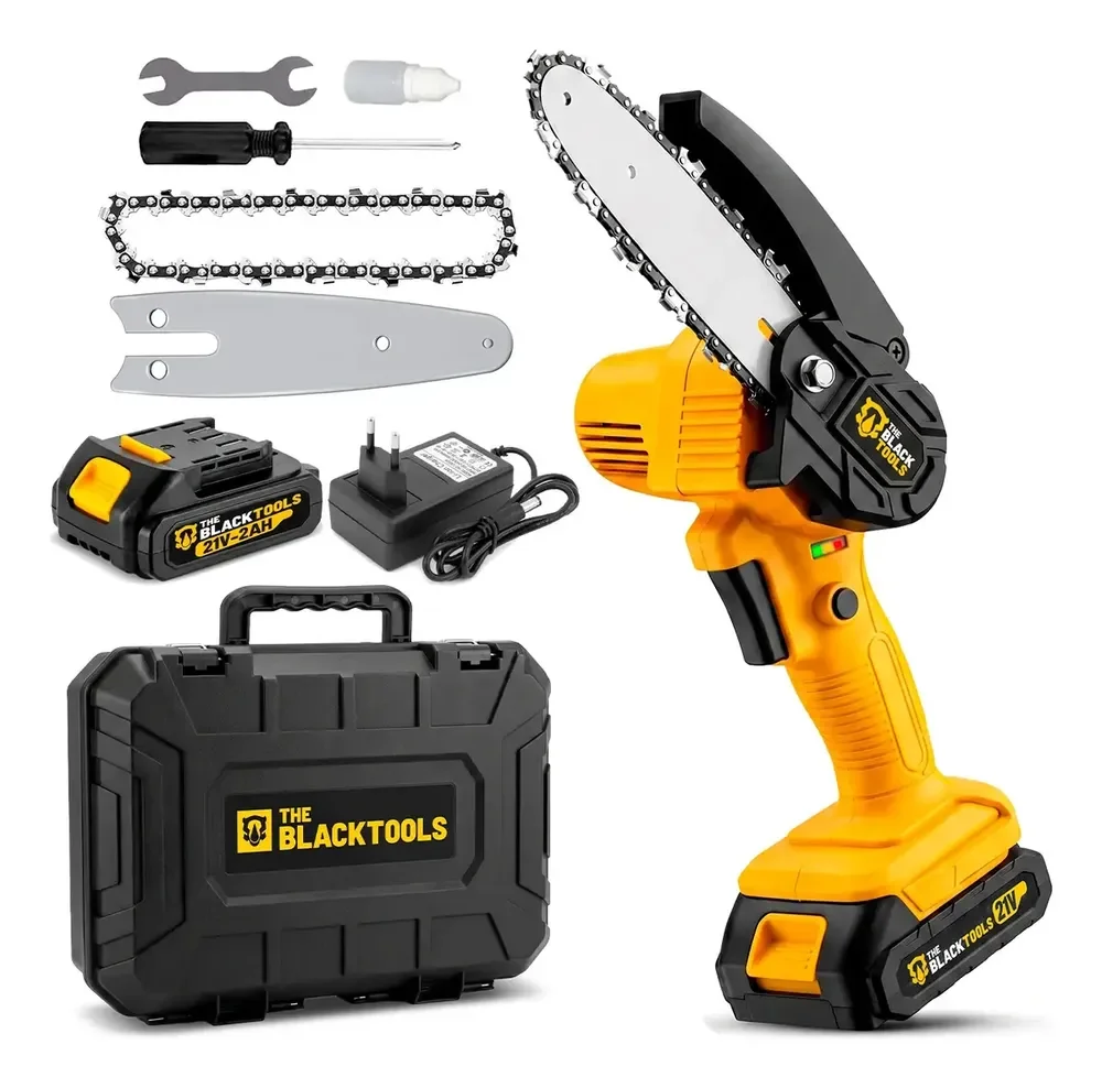 Motosserra Mini BTS-100 Bateria Recarregável 21v The Black Tools Cor Amarelo
