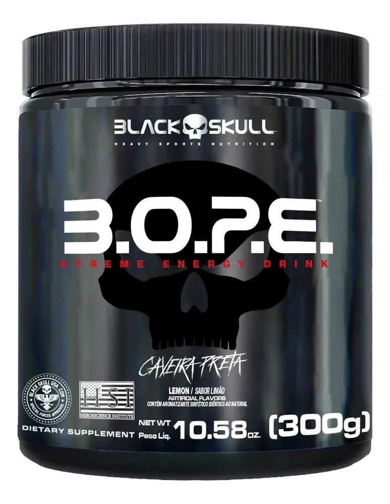 Black Skull Pré Treino B.O.P.E. Sabor Limão em pó x 300g
