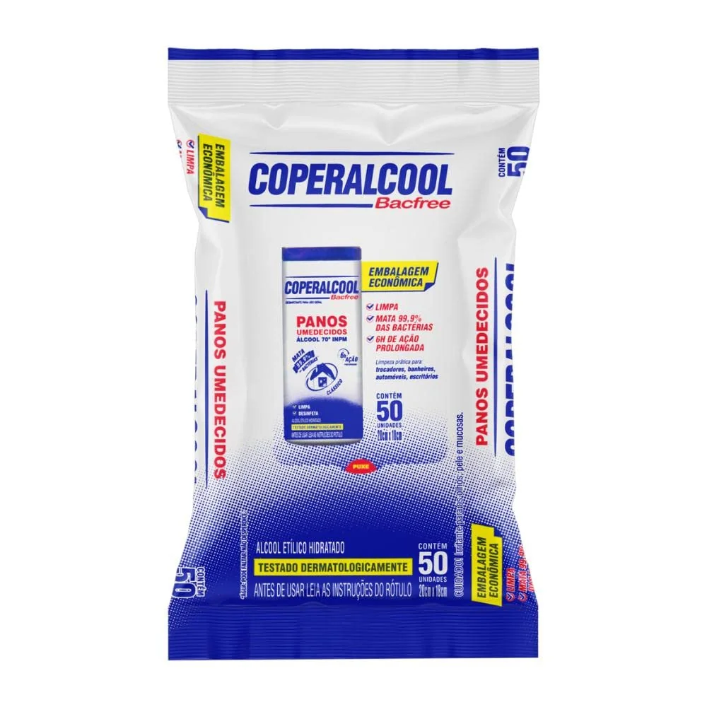 Coperalcool Bacfree Panos Umedecidos 70°INPM 50un Clássico