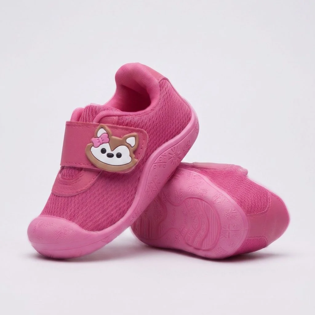 Tênis Meia Bebê Menina Sola Antiderrapante Raposa Pink Kidstep