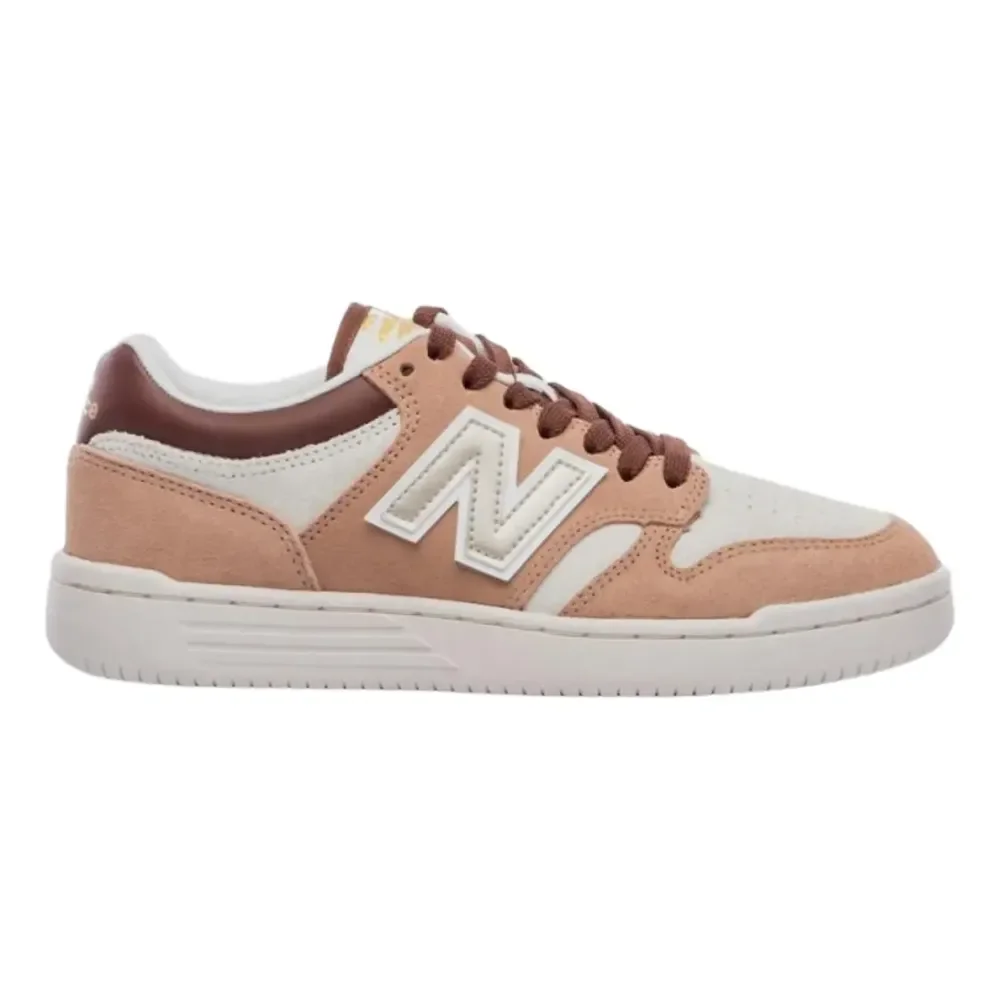 Tênis Masculino New Balance 480 Casual Confortável Original Bege Claro/gold Geométrico 42 Br