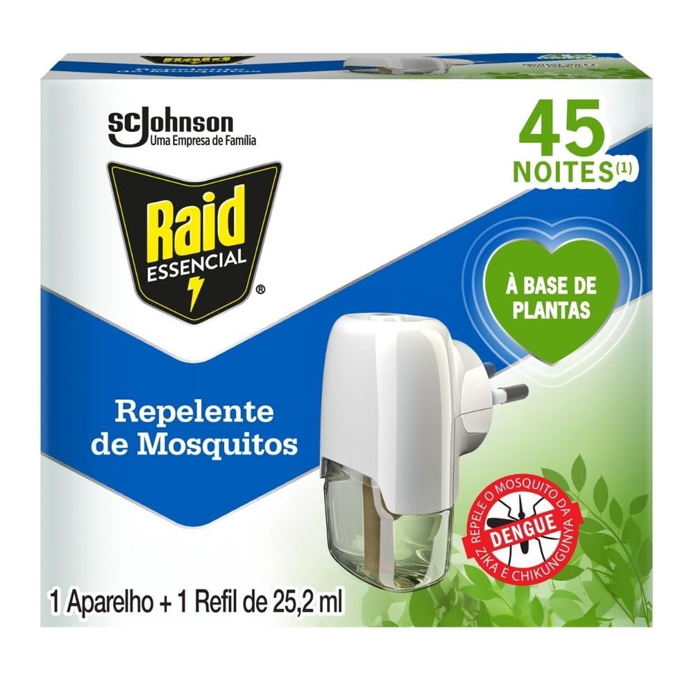 Raid Essencial Repelente Elétrico Líquido Base de Plantas Aparelho e Refil