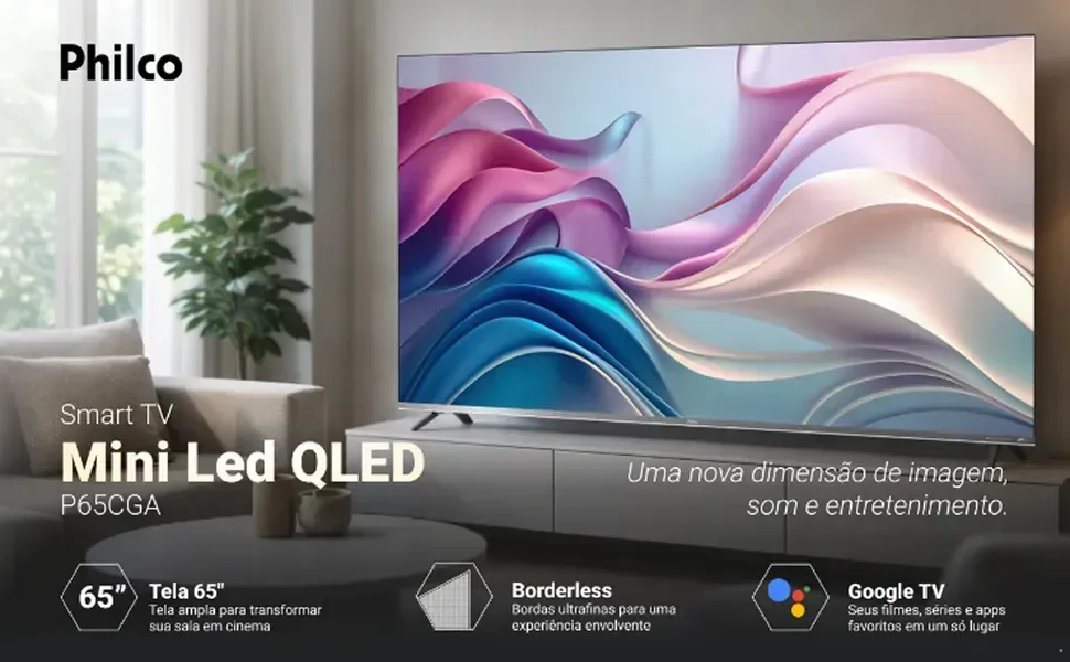 Smart Tv Philco 65 P65cga Qled Mini Led Quantum 4k Uhd Google Tv Wifi Bluetooth 110/220v
