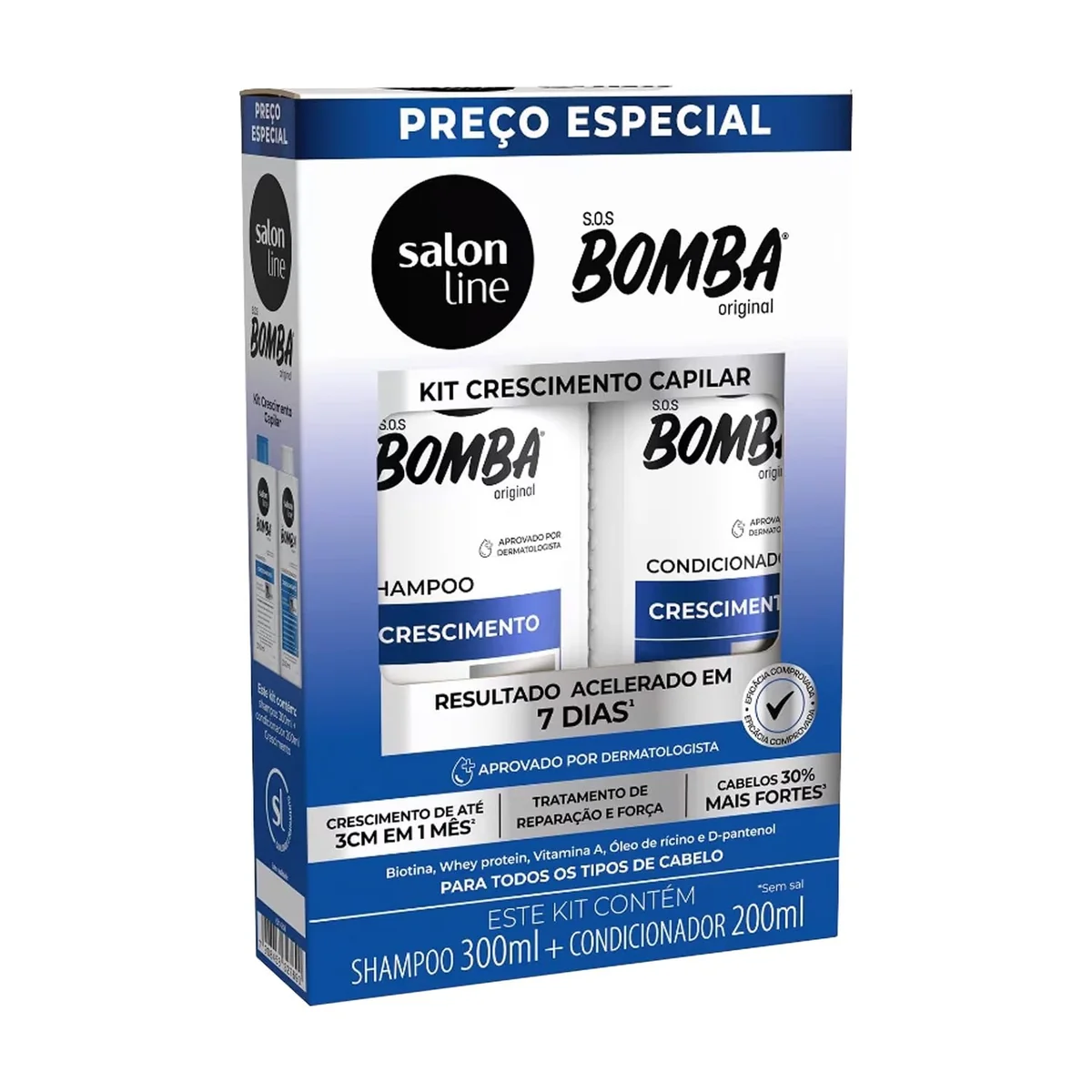Salon Line, Kit Shampoo e Condicionador, S.O.S Bomba, Crescimento - Todos os Tipos de Cabelos, 2 Unidades