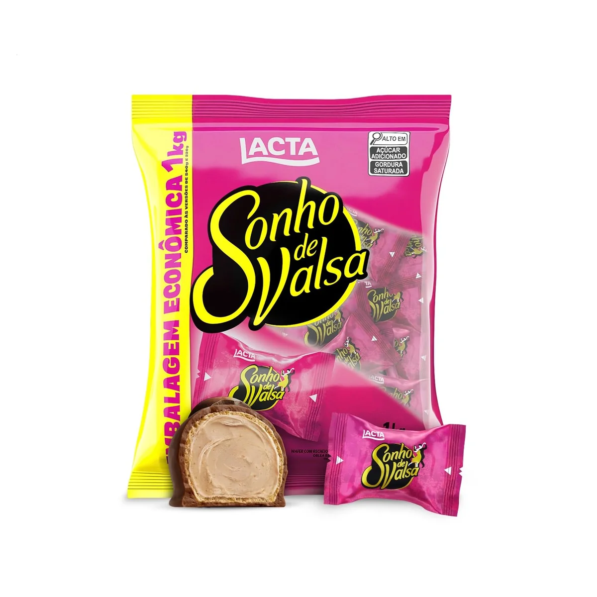 Lacta Sonho de Valsa - Wafer Recheado Sabor Chocolate Pacote 1kg