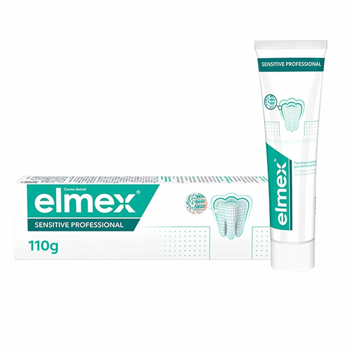 elmex creme dental para dentes sensíveis Sensitive Professional, com fórmula Pro-Argin + Fosfato de Zinco para cuidado eficaz da sensibilidade nos dentes, 110g