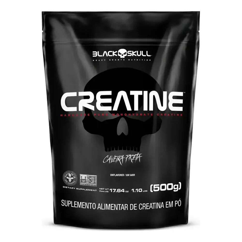 Creatina Monohidratada Black Skull Refil 500g Sem Sabor