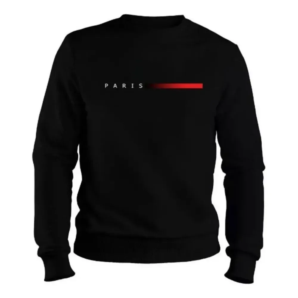 Moletom Masculino Gola Careca Flanelado Paris Suéter Frio Gg Preto