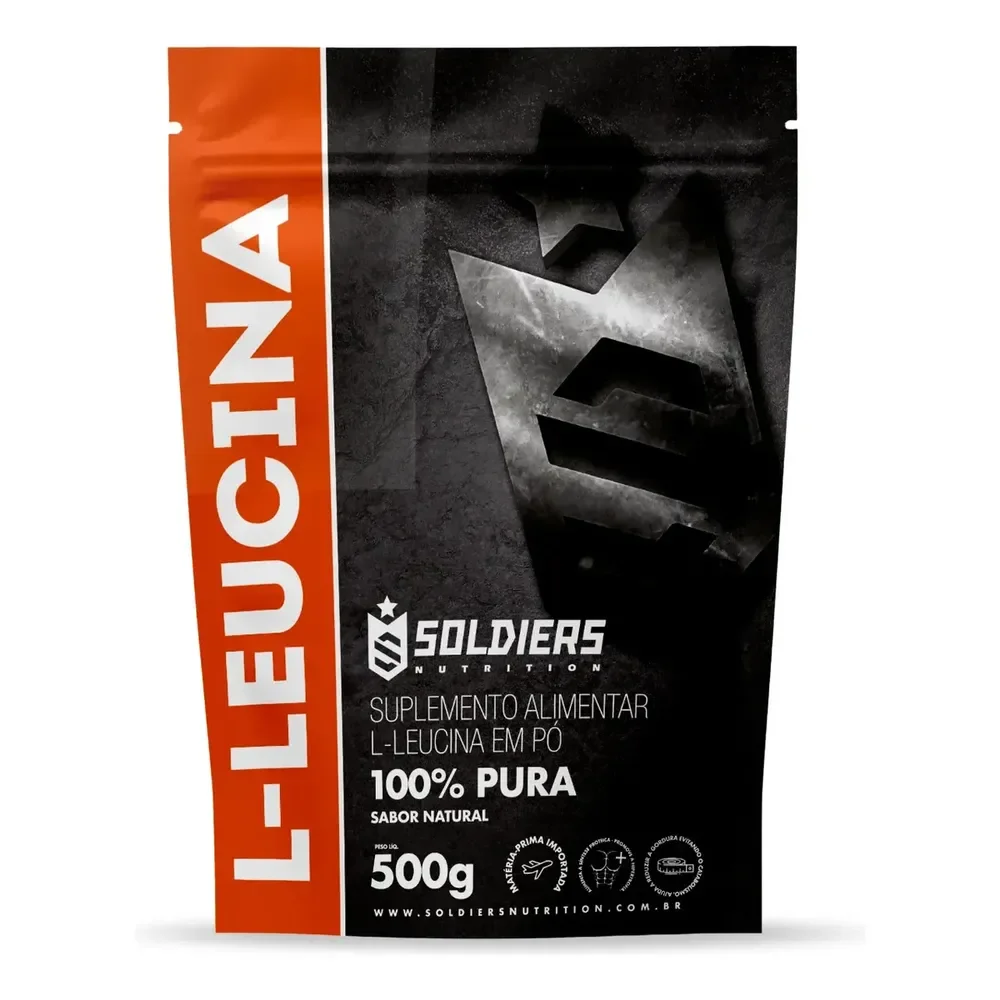 L-leucina Em Pó 500g - 100% Pura - Soldiers Nutrition - Sabor Natural