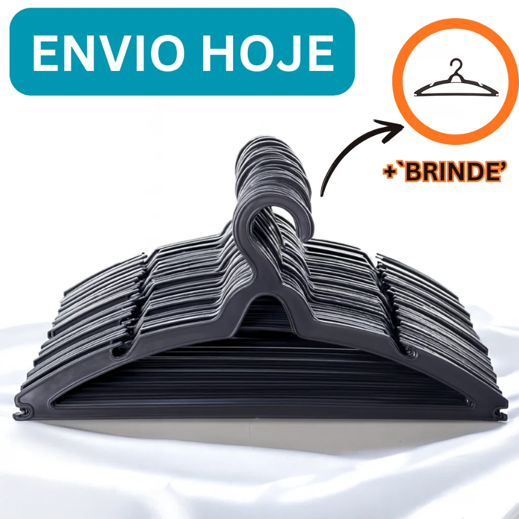 Kit 100 a 10 Cabide Para Roupas Cabides Antiderrapante Resistente Adulto Suporte Para Alças Arara