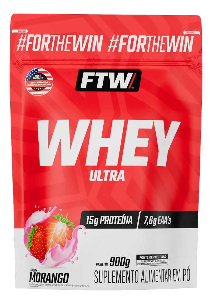 Whey Protein Ultra Refil 900g Sabor Morango - FTW