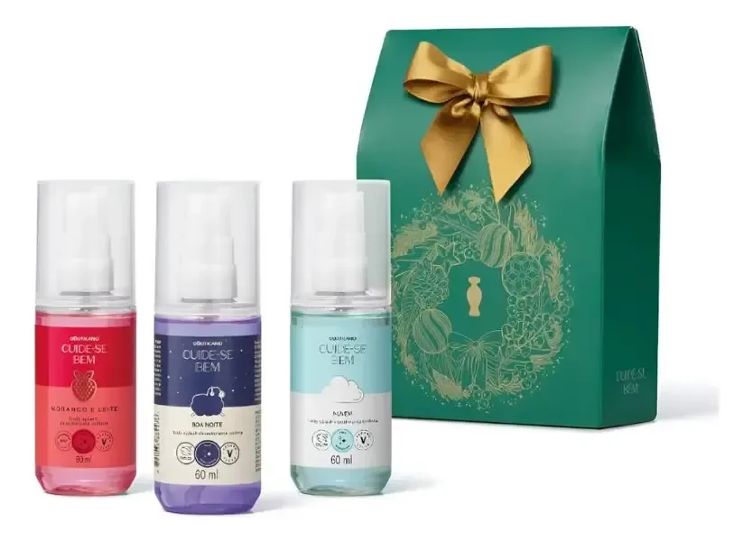 Kit Cuide-se Bem Splashes Sortidos (3 Itens) O Boticário Fragrância Nuvem / Morango e Leite / Boa noite