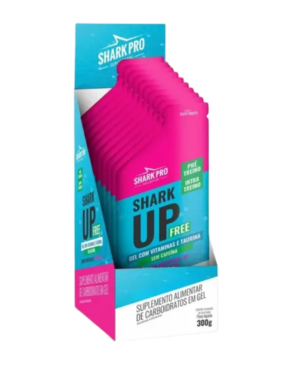 Shark Pro Suplementos Shark-up FREE Gel Carboidrato Sem Cafeina Display 10 Sachês de 30g Sabor Tutti Frutti Pre Treino Sem Gluten Suplemento Alimentar