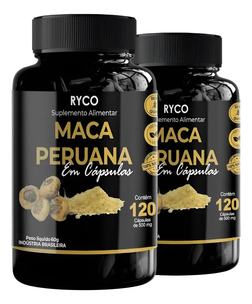 2x Maca Peruana 120 Cápsulas Original- Envio Já Sem Sabor