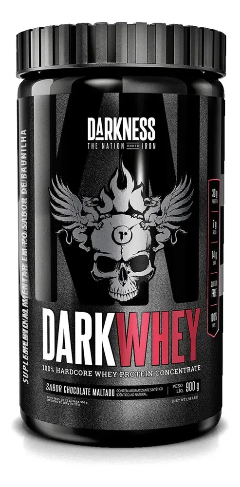 Whey Protein Concentrado Dark Whey 100% Chocolate Maltado 900g Darkness