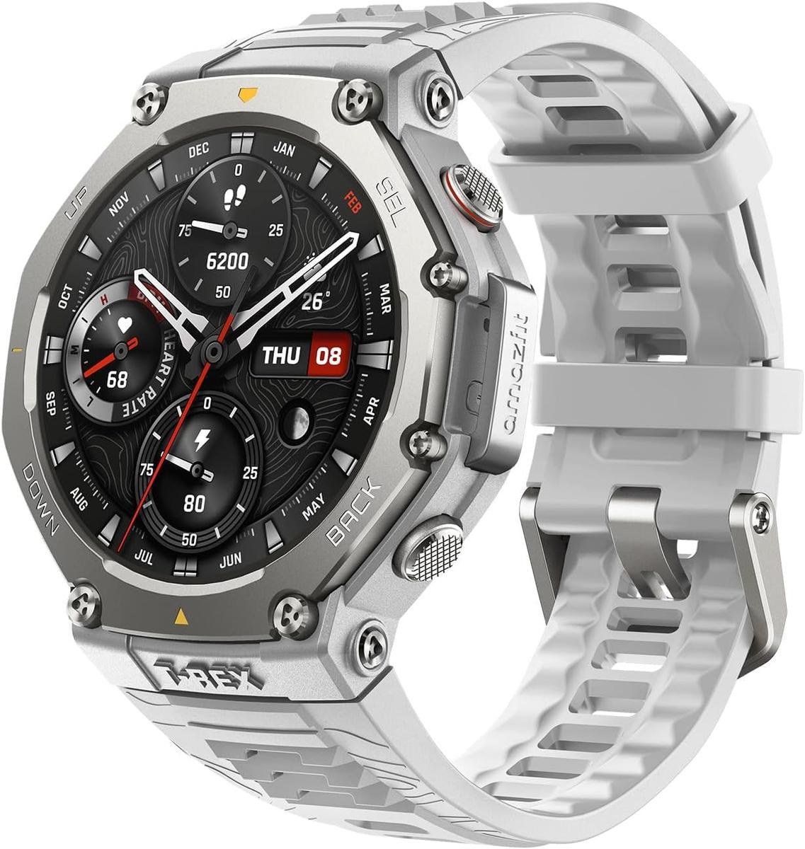 Relógio inteligente T-Rex 3 with 48mm, GPS (with Privacy), Mapas Offline, Long Battery Life,328 Feet Water-Resistant, 170 Modos Fitness/Sport, AI, Voice Control, para Android ou iOS (Trex 3 Grey)