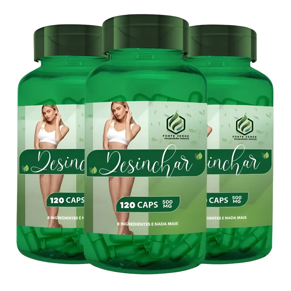 3 Potes Desinchar Dia Energia Para Emagrecer - Kit 360 Cáps Original Sem Sabor