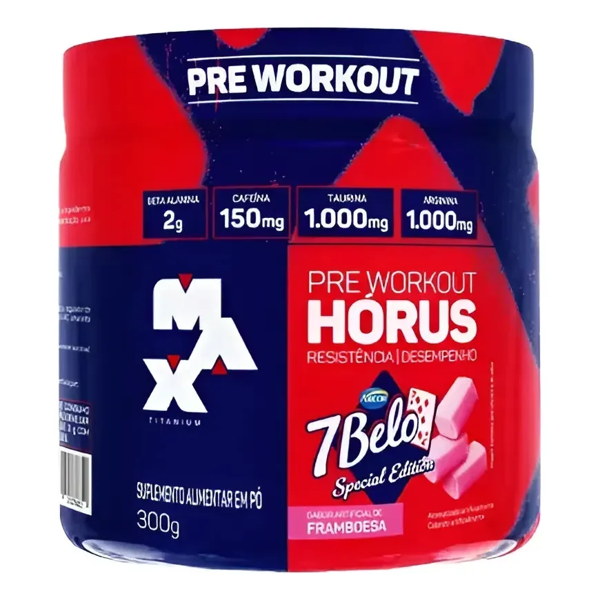 Pré-treino Hórus 300g - Max Titanium Sabor:7belo Framboesa Framboesa