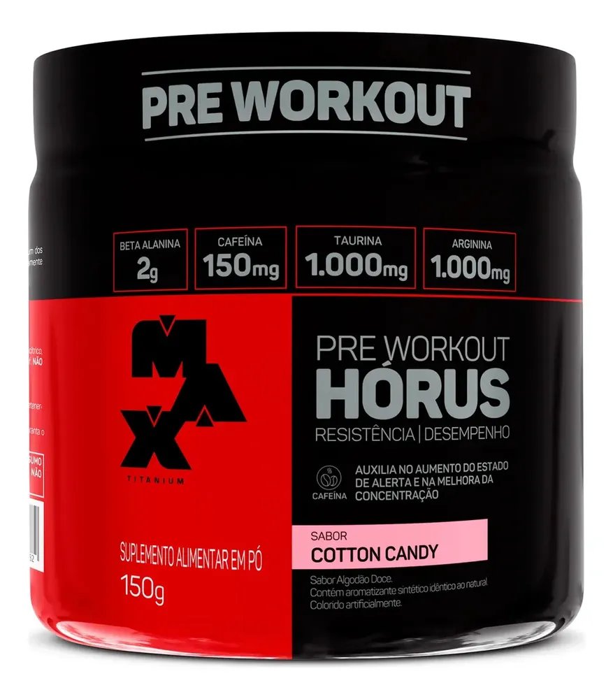 Pré Treino Hórus 150g Max Titanium Algodão Doce Energia Sustentada