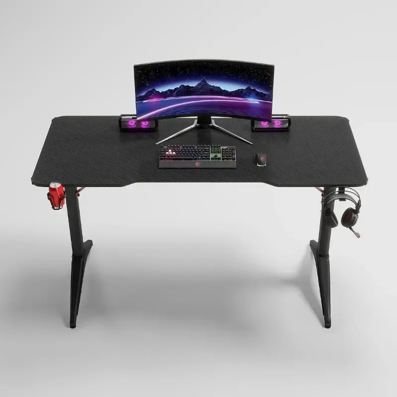 Mesa Para Pc Computador Gamer Led Rgb Escritório Cor Preto Preto